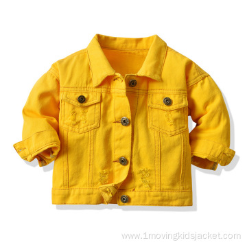 Children's Casual Solid Color Long-Sleeved Denim Jacket